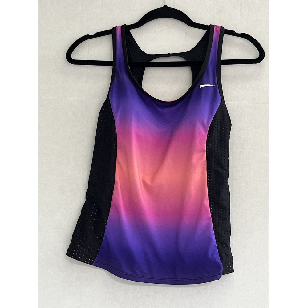 Nike Spectrum Keyhole Back Tankini Top Women's Size MediumPink Purple Ombré Swim